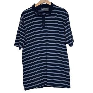 Vintage Y2K Split Striped Polo Shirt Adult XL Black BlueSkateboarding Retro